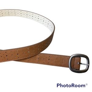 Relic Brown Perforated 1 1/4” Belt with silver colored Buckle, 46” long